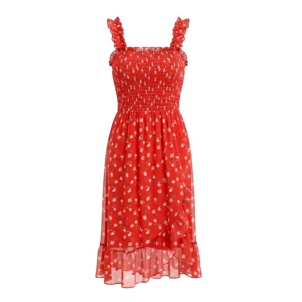 Maurices Coral Red Smocked Maxi Dress - Size XL